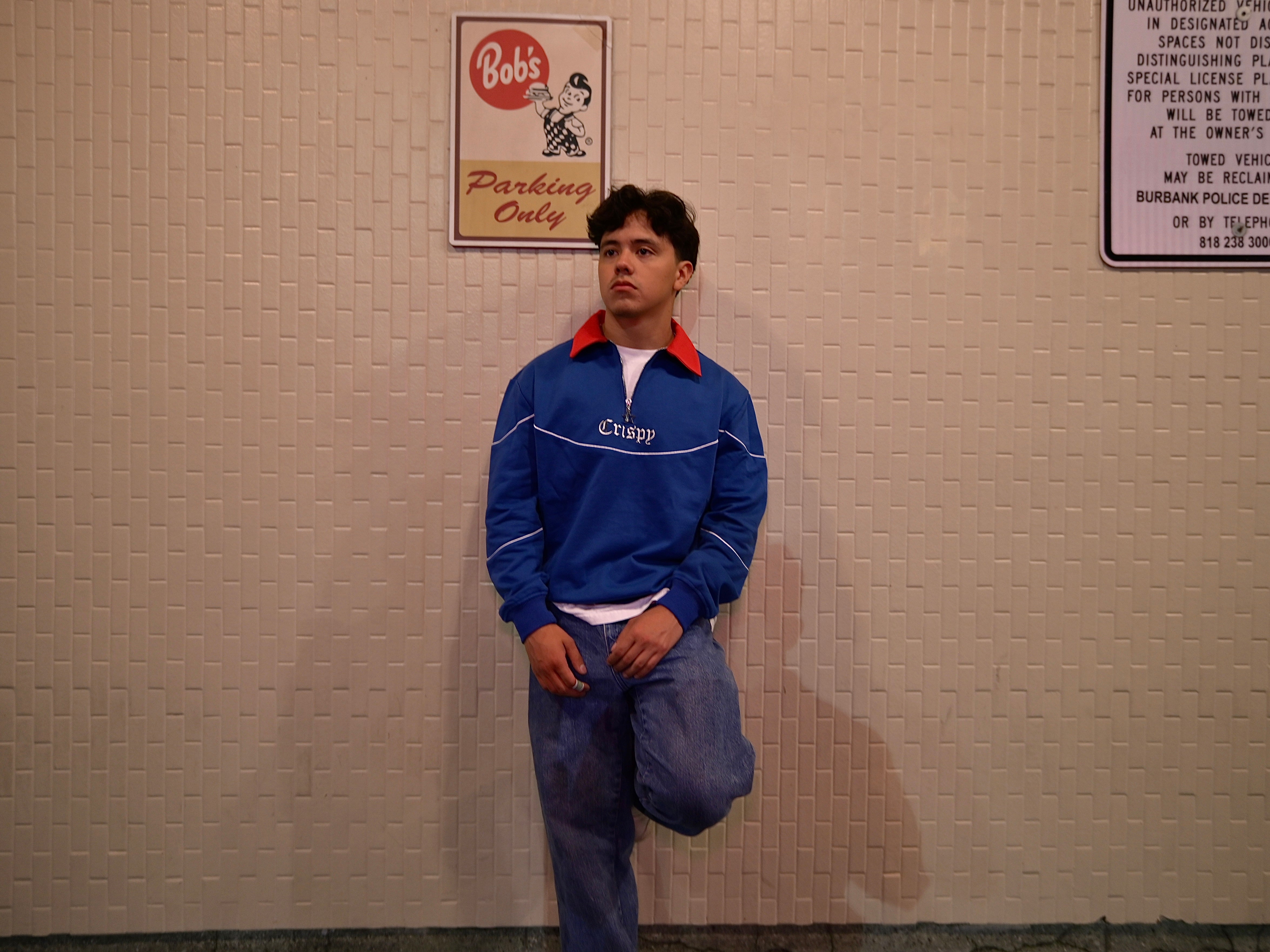 Quarter Zip Polo Sweater - BLUE/RED
