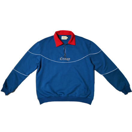 Quarter Zip Polo Sweater - BLUE/RED