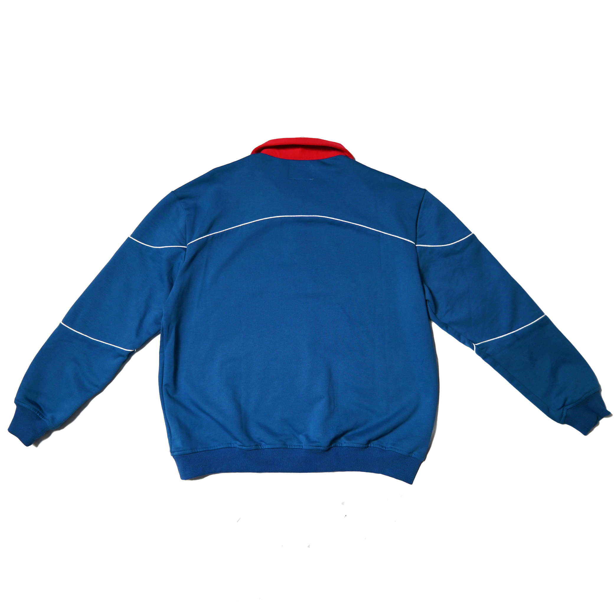 Quarter Zip Polo Sweater - BLUE/RED